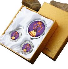 淑女十二星座雙面化妝鏡/帶鉆包包掛鉤三件套 摩羯座的精致生活伴侶